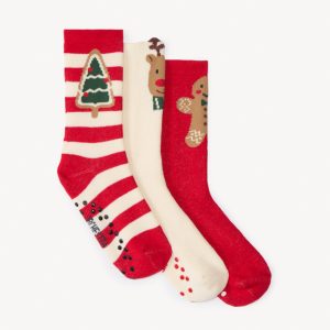 CHRISTMAS TIME - CONJUNTO DE 3 MEIAS ALTAS ANTI-DERAPANTE - S15
