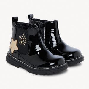 HORS THEME CHAUSSURES - BOTINHA PRETA VERNIZ ZIP + ELASTICO COTE - P23