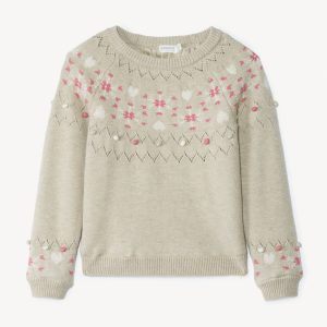 LES ESSENTIELS FILLE 7 H2 - PULLOVER EM MALHA JACQUARD  DUPLO VELUDO - 06A