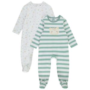 LES DORS BIEN 2 NAGA E24 - LOTE DE 2 BABYGROW DE MALHA RISCADAS + AOP 01M