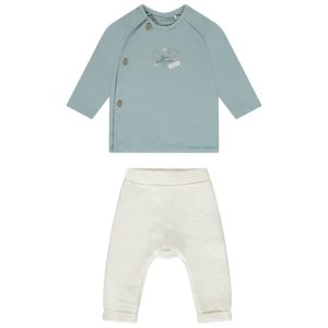 MY FIRST DAYS GARCON H24 - CONJUNTO DE CALÇAS LISAS ACOLCHOADAS + SWEAT MOLETOM DE FELPA ESCORREGADIA 03M