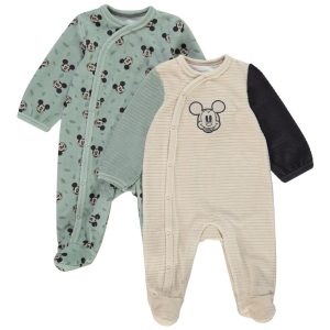LES DORS BIEN 1 NAGA E24 - LOTE DE 2 BABYGROW DE VELUDO + AOP MICKEY 18M
