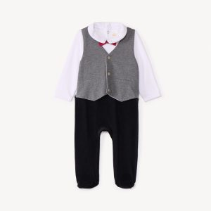 LA NUIT DE NOEL H26 - BABYGROW VELUDO  2 EM 1 COM EFEITO SMOKING  COM NO PAPILLON - NAI